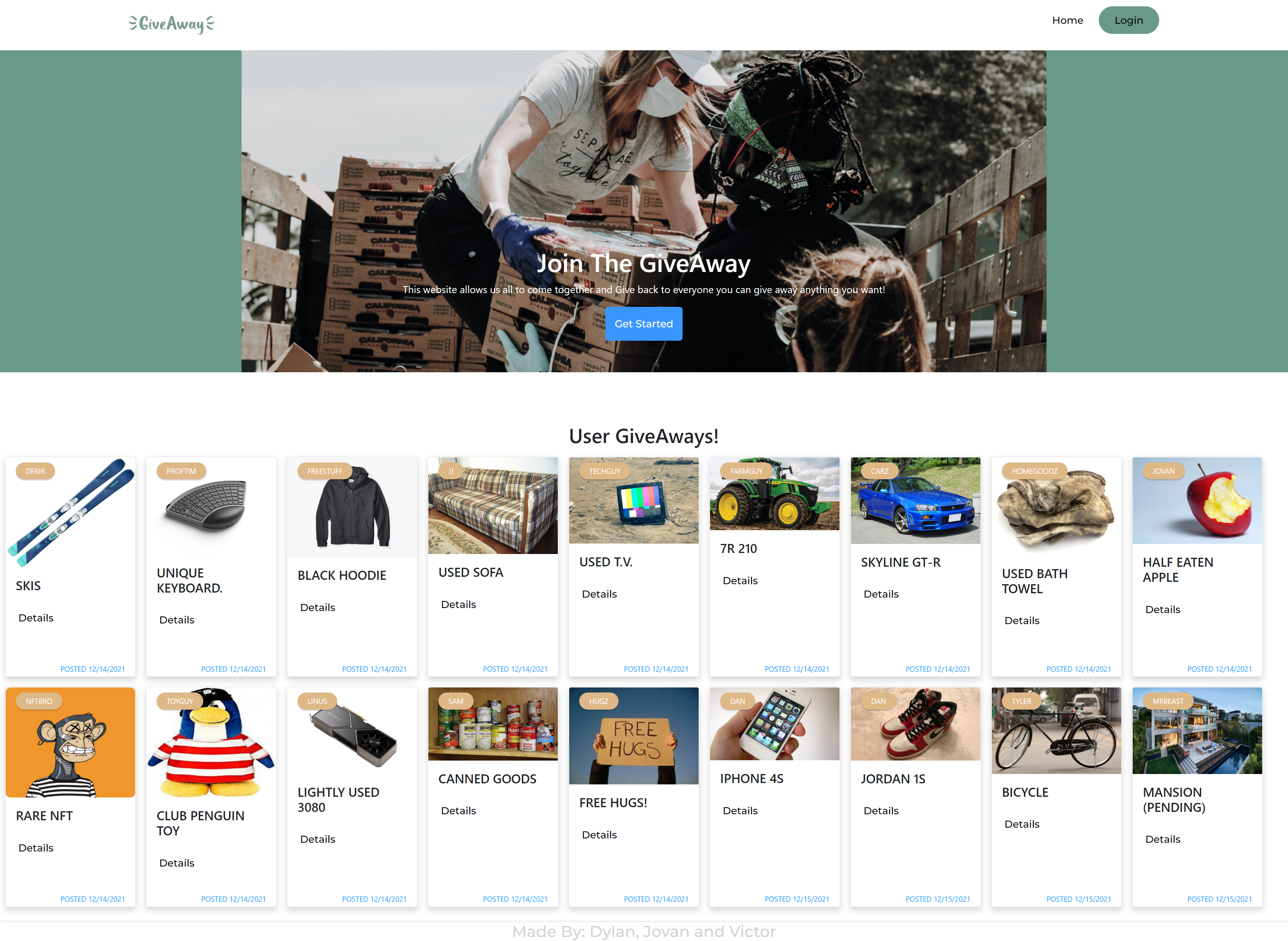Screenshot of GiveAway App